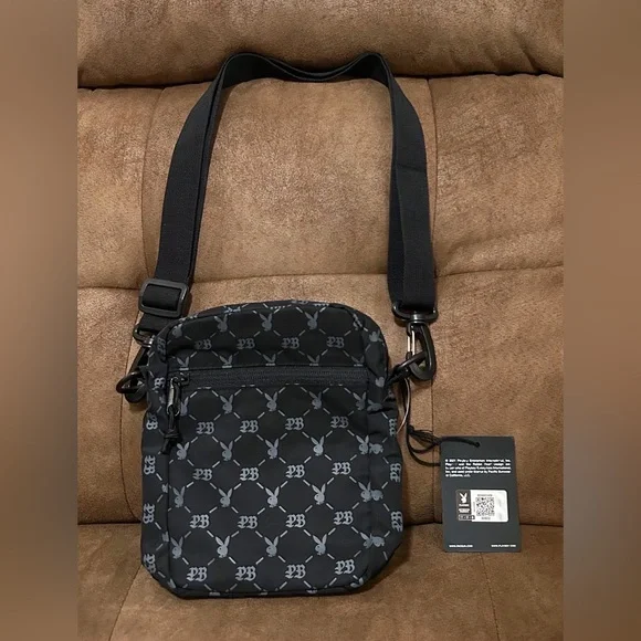 Playboy By Pacsun Black Monogram Crossbody Bag - Picture 4 of 8